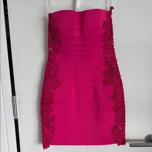 Sherri Hill Pink Strapless Dress
